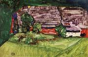 Egon Schiele Peasant Homestead in a Landscepe Spain oil painting artist
